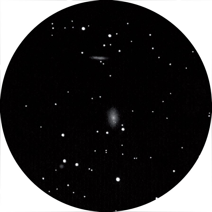 Szkic M81 i M82 widocznych przez 4-calowego Dobsona przy powiększeniu 16×. Peter Kiss