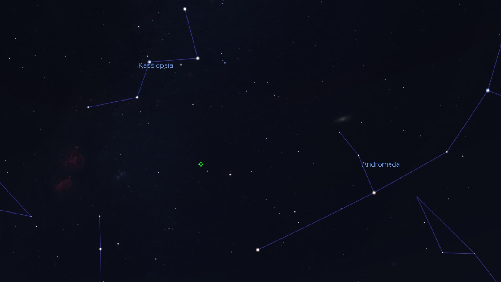 Mapka poglądowa okolic mgławicy Małe Hantle (Stellarium)