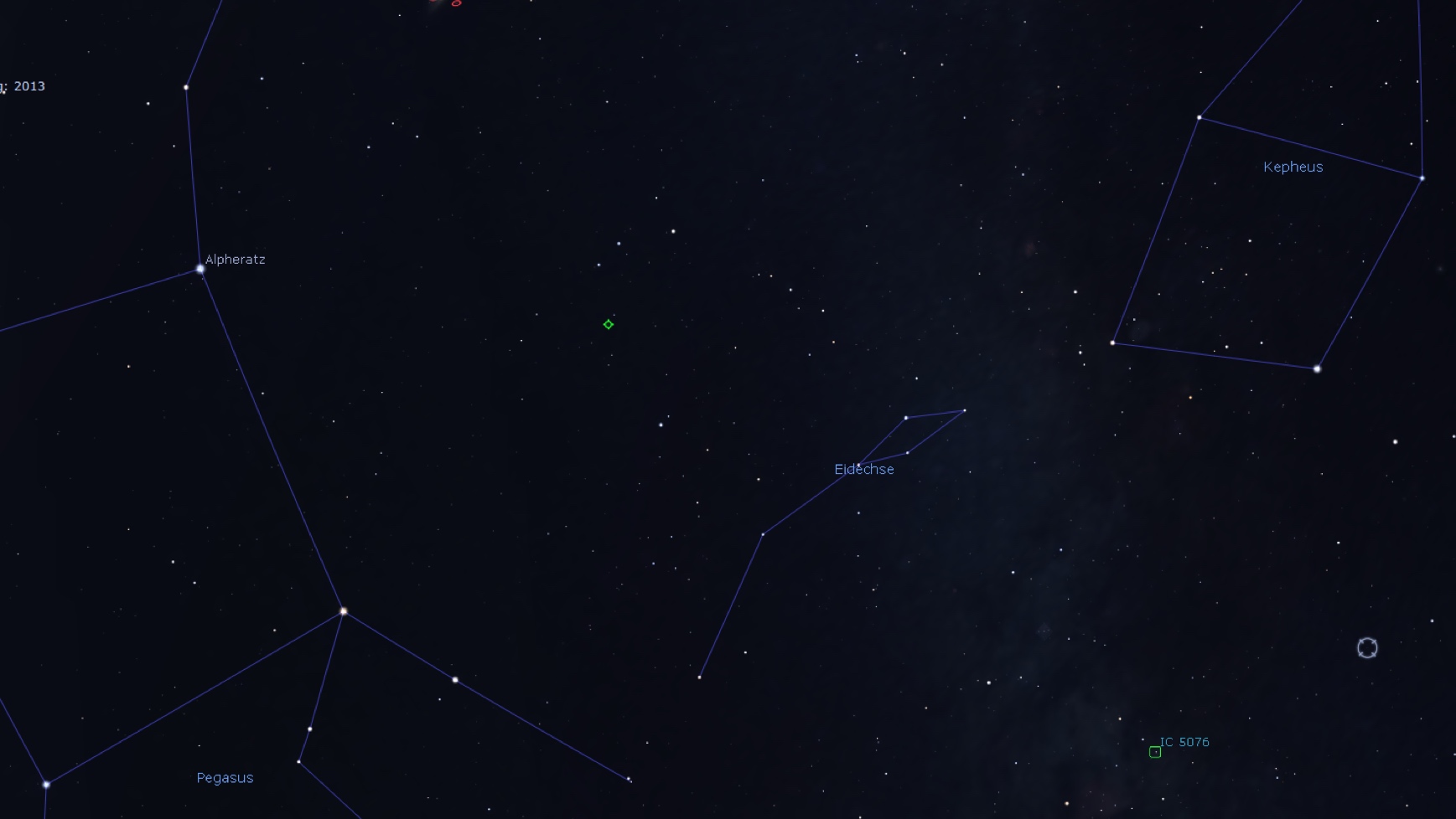 Mapka poglądowa okolic Niebieskiej Kuli Śnieżnej (Stellarium)