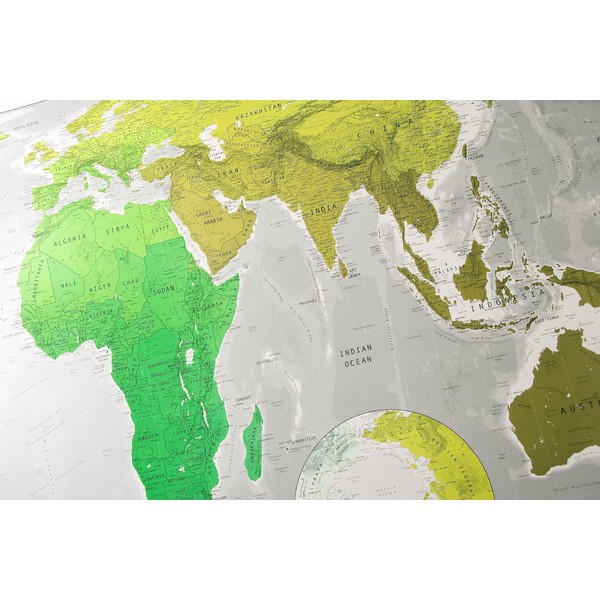 The Future Mapping Company Colour Map Weltkarte groß smaragd-metallic-linde-khaki, laminiert