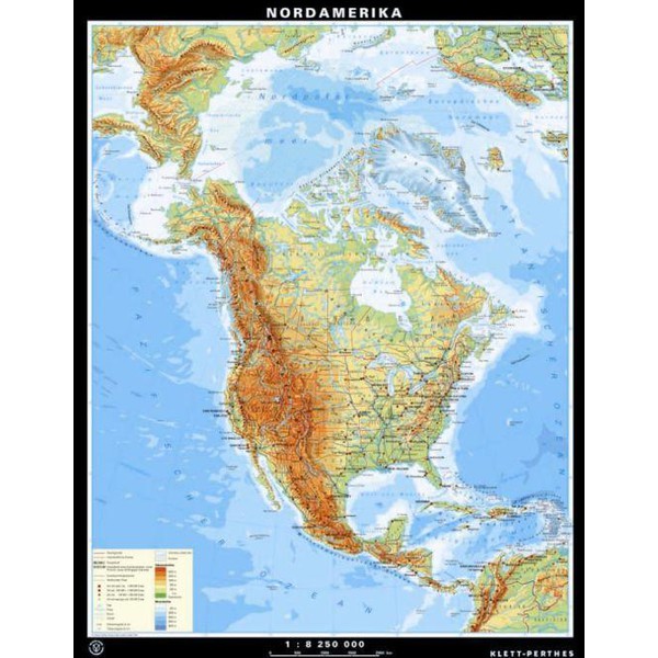 Klett-Perthes Verlag Mapa kontynentalna Ameryka Pó?nocna fizyczne / politycznych (P) 2-seitig