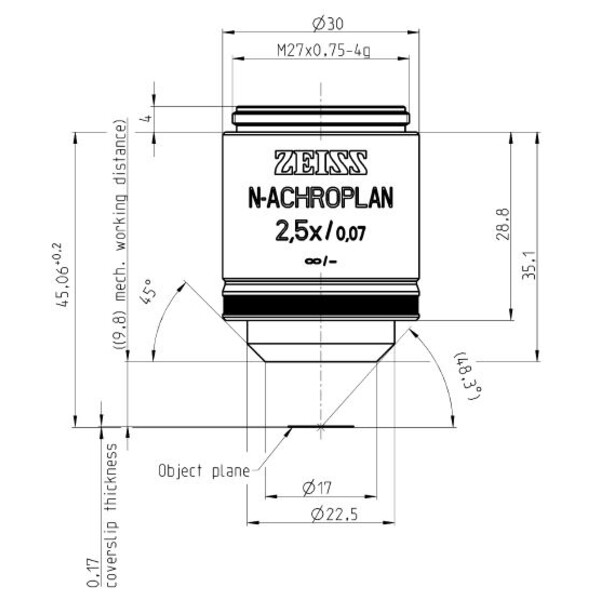 ZEISS Obiektyw Objektiv N-Achroplan 2,5x/0,07 M27