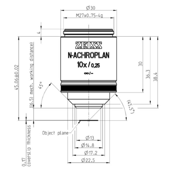 ZEISS Obiektyw Objektiv N-Achroplan 10x/0,25 M27