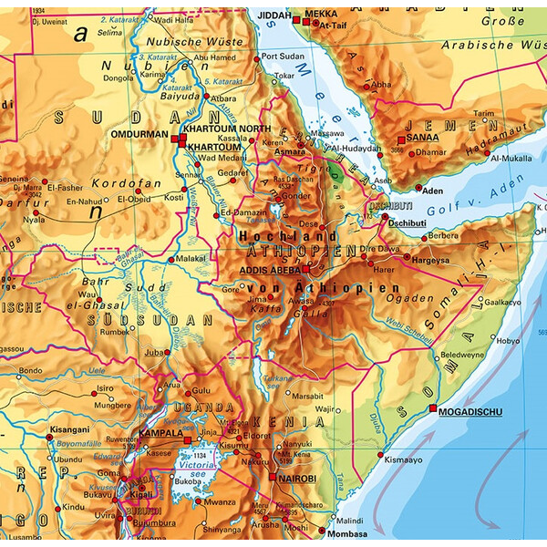 PONS Mapa kontynentalna Afrika physisch (157 x 206 cm)