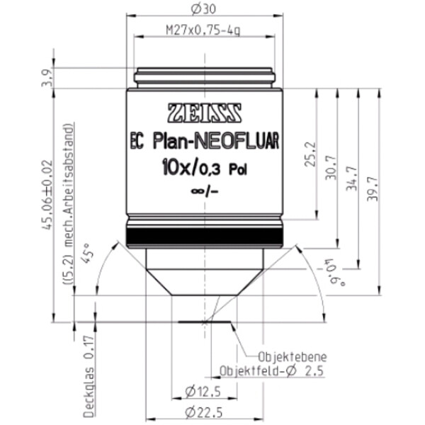 ZEISS Obiektyw Objektiv EC Plan-Neofluar, POL, 10x/0,3 Pol wd=5,2mm