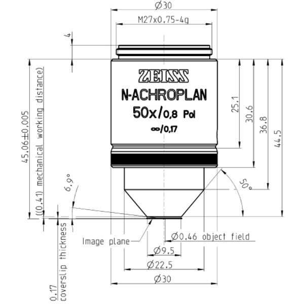 ZEISS Obiektyw Objektiv N-Achroplan 50x/0,8 Pol wd=0,41mm