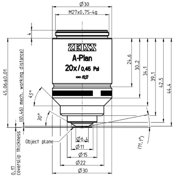 ZEISS Obiektyw Objektiv A-Plan 20x/0,45 Pol wd=0,46mm