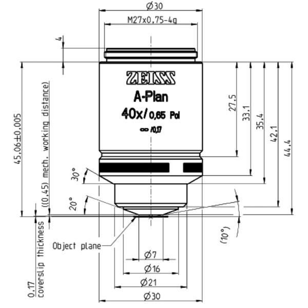 ZEISS Obiektyw Objektiv A-Plan 40x/0,65 Pol wd=0,45mm