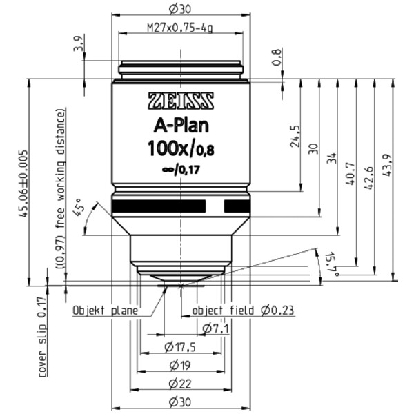 ZEISS Obiektyw Objektiv A-Plan 100x/0,8 wd=0,97mm