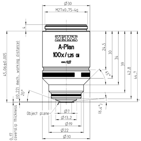 ZEISS Obiektyw Objektiv A-Plan 100x/1,25 Oil wd=0,22mm