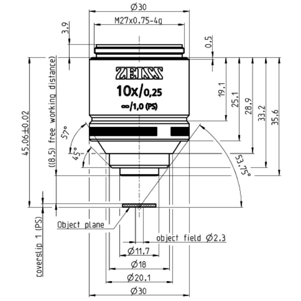 ZEISS Obiektyw Objektiv LD A-Plan 10x/0,25 wd=8,5mm