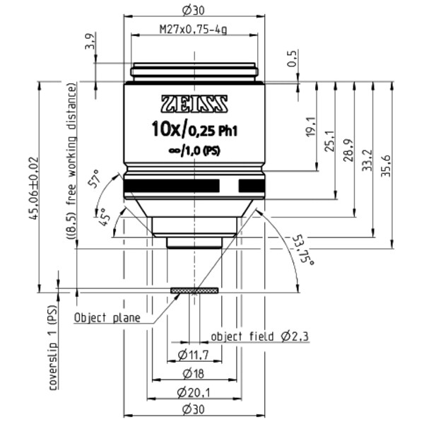 ZEISS Obiektyw Objektiv LD A-Plan 10x/0,25 Ph1 wd=8,5mm