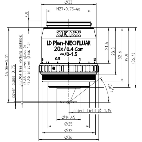 ZEISS Obiektyw Objektiv LD Plan-Neofluar 20x/0,4 Korr Ph1 Ph2- wd=8,4mm