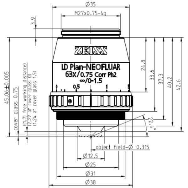 ZEISS Obiektyw Objektiv LD Plan-Neofluar 63x/0,75 Korr Ph2 wd=2,2mm