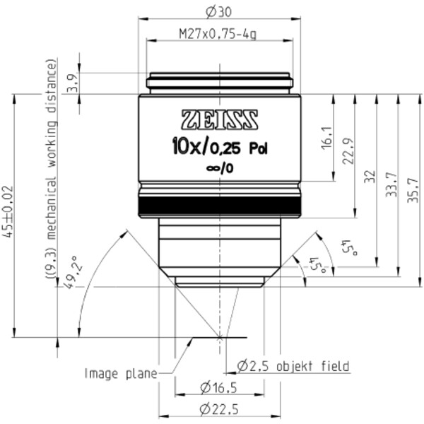 ZEISS Obiektyw Objektiv EC Epiplan-Neofluar 10x/0,25 Pol wd=9,3mm