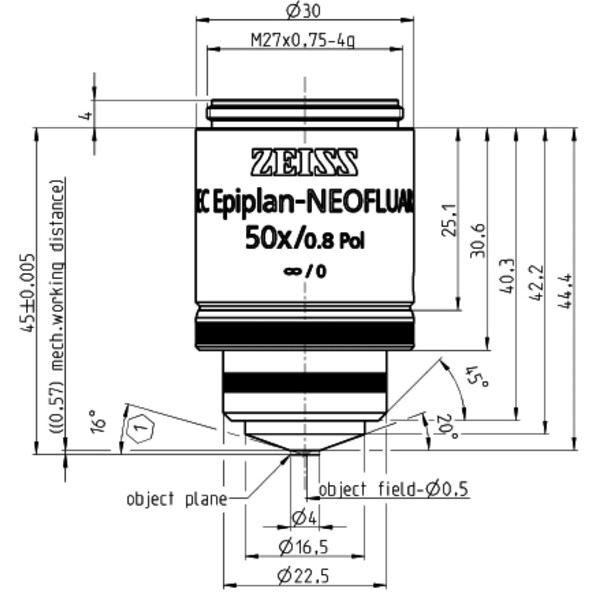 ZEISS Obiektyw Objektiv EC Epiplan-Neofluar 50x/0,8 Pol wd=0,57mm