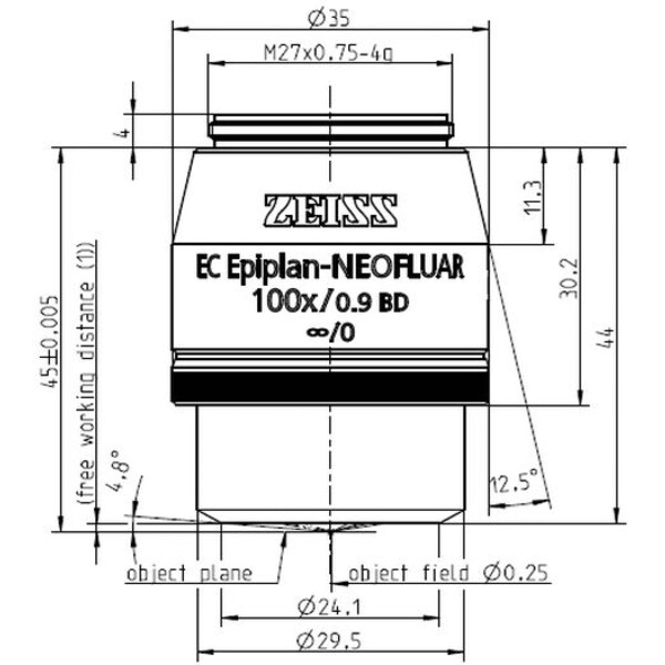 ZEISS Obiektyw Objektiv EC Epiplan-Neofluar 100x/0,9 HD wd=1,0mm