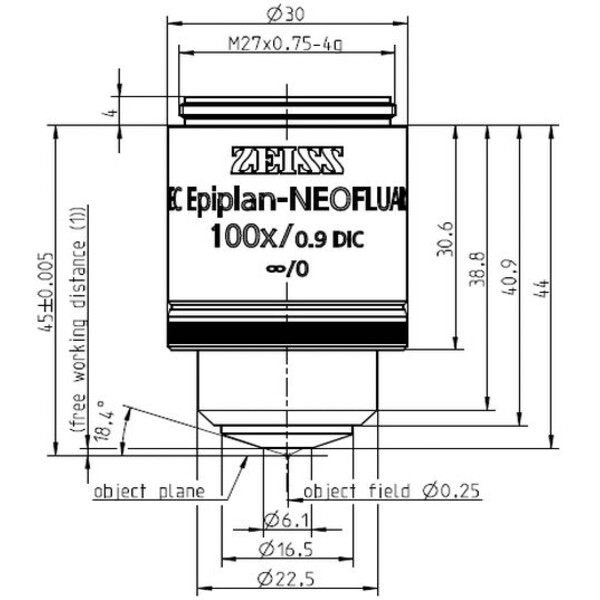 ZEISS Obiektyw Objektiv EC Epiplan-Neofluar 100x/0.9 DIC wd=1.0mm