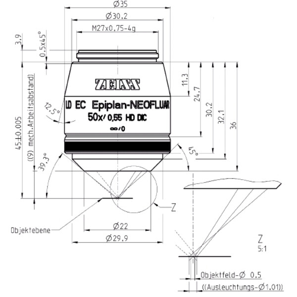 ZEISS Obiektyw Objektiv LD EC Epiplan-Neofluar 50x/0,55 HD DIC wd=9,0mm