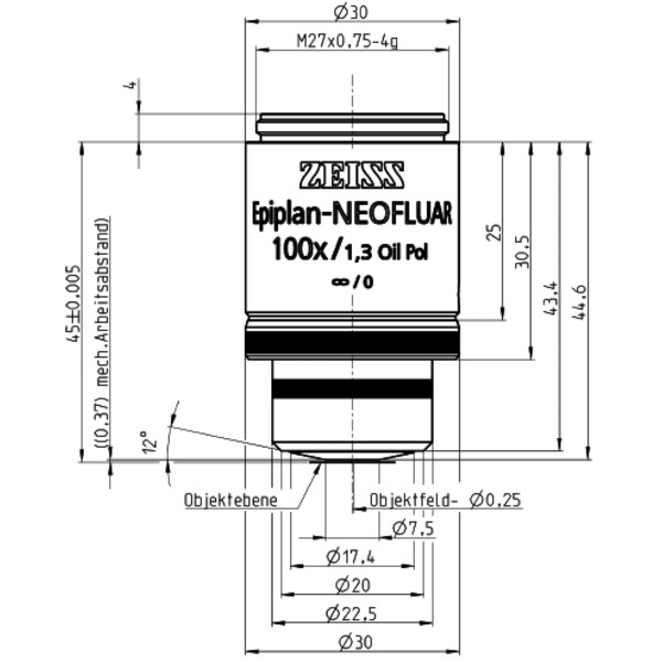 ZEISS Obiektyw Objektiv Epiplan-Neofluar 100x/1,3 Oil Pol wd=0,37mm