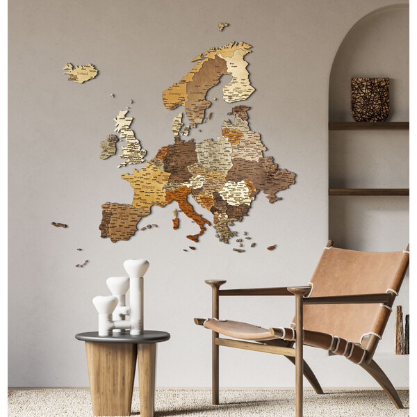 Abraham Wood Decor Mapa kontynentalna Europa Puzzle aus Holz (110x108cm)