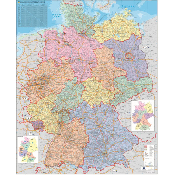 Stiefel Mapa Deutschland Organisationskarte politisch (100 cm x 140 cm)