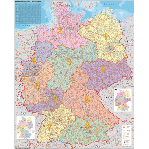 Stiefel Mapa Deutschland PLZ-Karte politisch (100 cm x 140 cm)