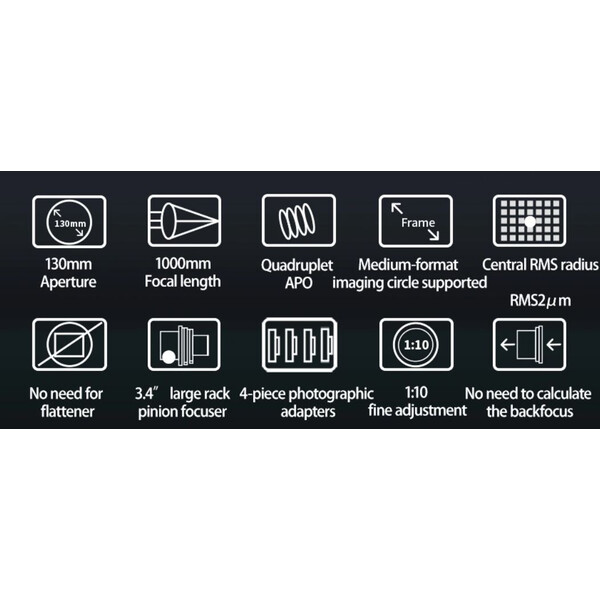 ZWO Refraktor apochromatyczny  FF130 AP 130/1000 Quadruplet OTA