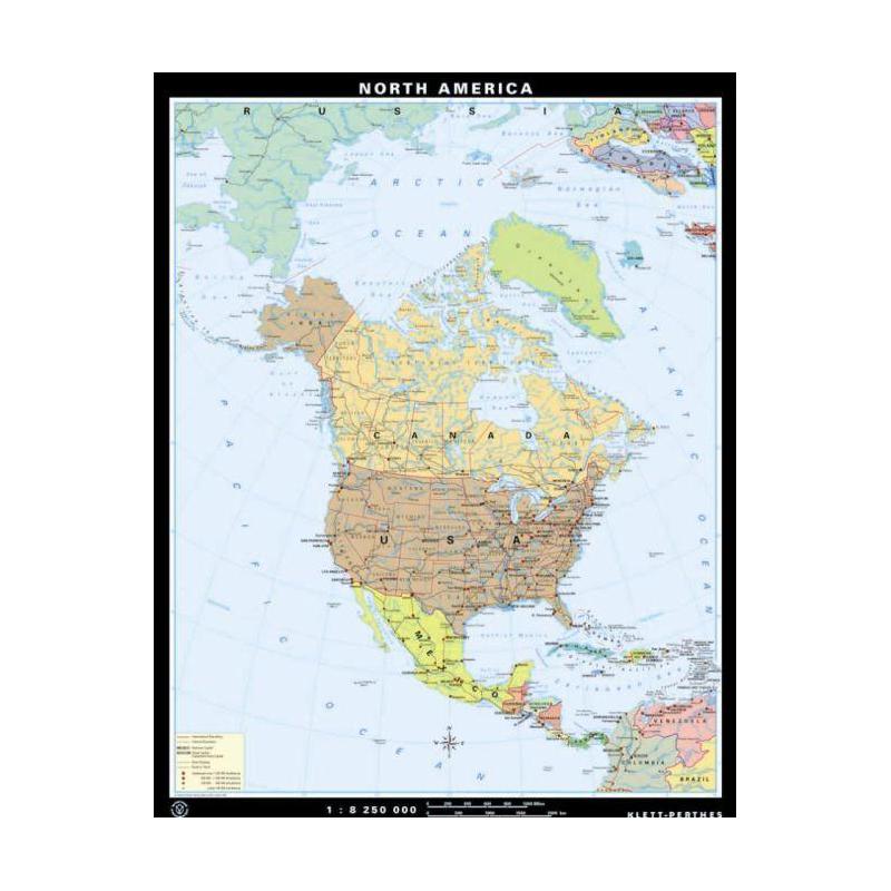 Klett-Perthes Verlag Mapa kontynentalna Ameryka Pó?nocna fizyczne / politycznych (P) 2-seitig