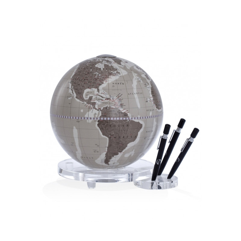 Zoffoli living Globus Zoffoli desk globe Balance warm grey with pen holder 22cm