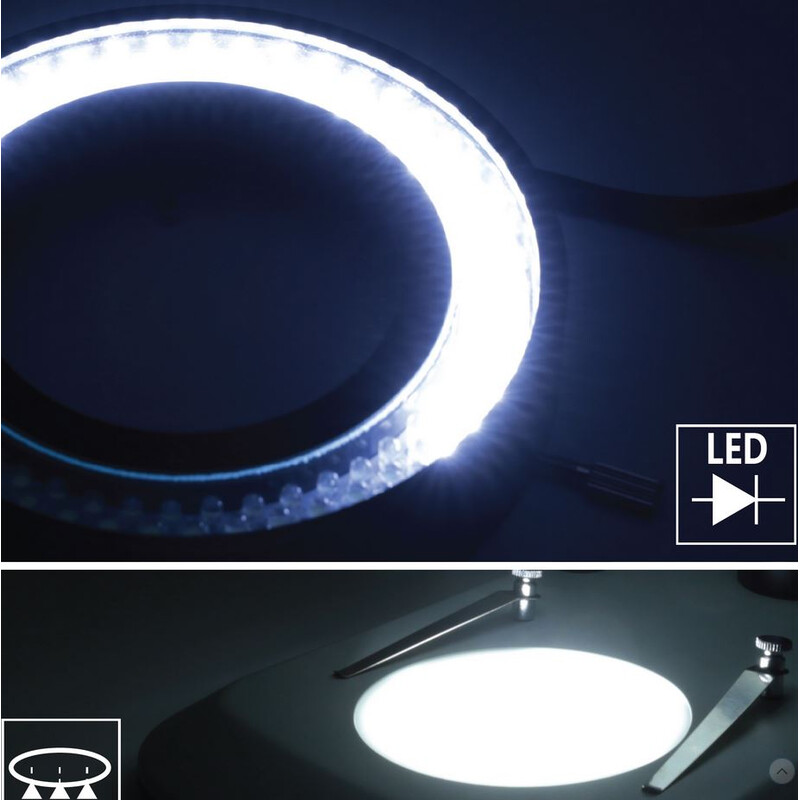 Optika Mikroskop stereoskopowy zoom SZO-5 , bino, 6,7-45x, Statyw kolumnowy, światło padające i przechodzące, podwójny reflektor