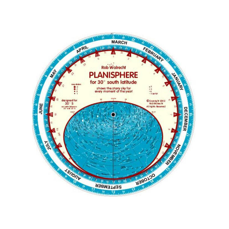 Rob Walrecht Mapa gwiazd planisferio 30°S 25cm