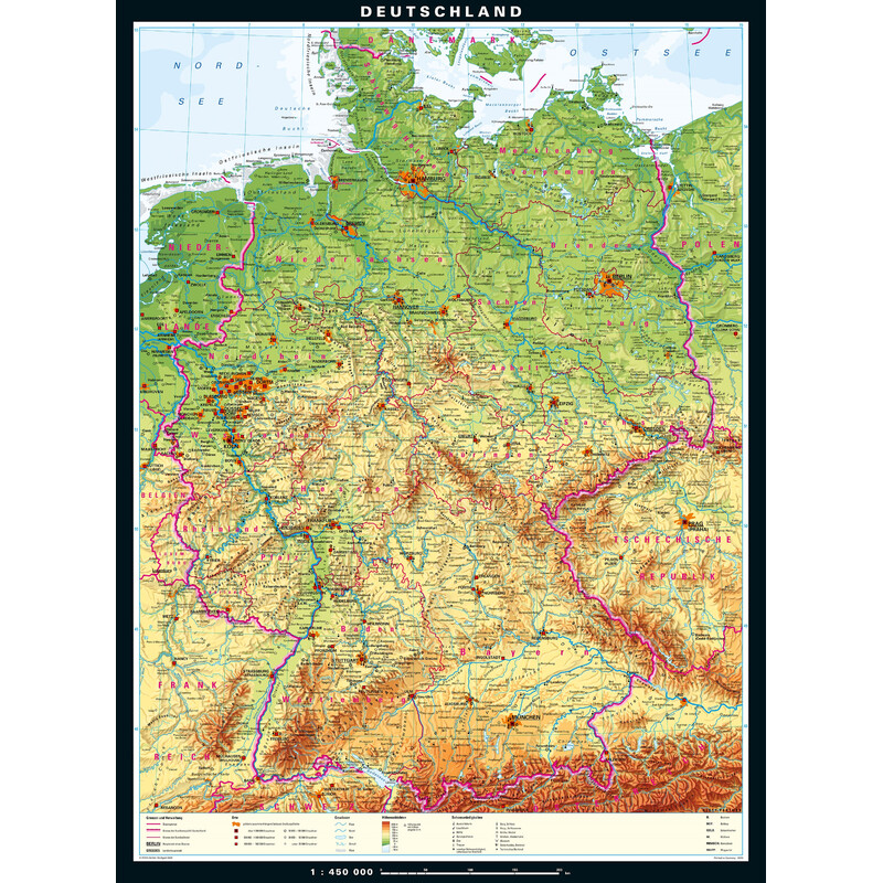 PONS Mapa Deutschland physisch (162 x 219 cm)