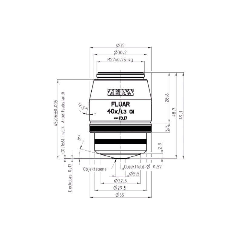 ZEISS Obiektyw Objektiv Fluar 40x/1,30 Oil incl., wd=0,16mm