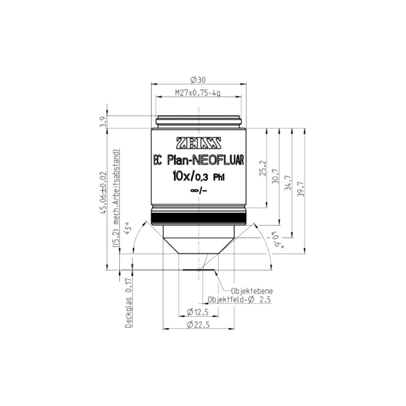 ZEISS Obiektyw Objektiv EC Plan-Neofluar, Ph1, 10x/0,3 wd=5,2mm