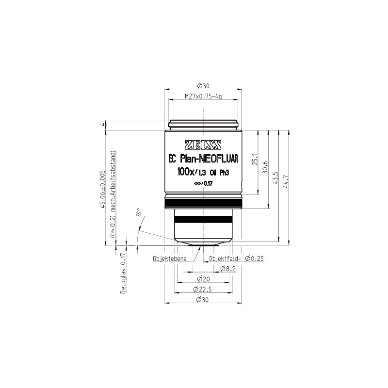 ZEISS Obiektyw Objektiv EC Plan-Neofluar, Ph3 , 100x/1,30 Oil wd=0,20mm