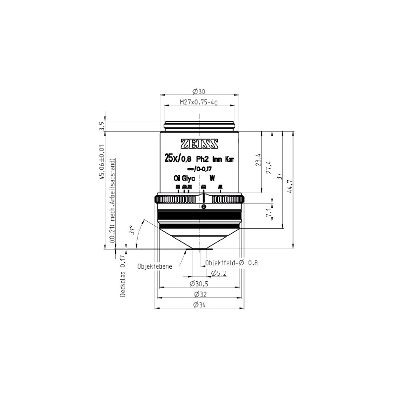 ZEISS Obiektyw Objektiv LCI Plan-Neofluar 25x/0,8 Imm Korr Ph2 wd=0,21mm