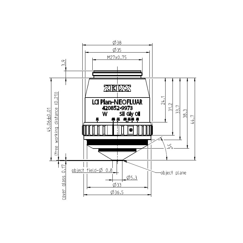 ZEISS Obiektyw Objektiv LCI Plan-Neofluar 25x/0,8 Imm Korr DIC wd=a=0,21mm