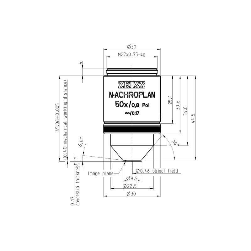 ZEISS Obiektyw Objektiv N-Achroplan 50x/0,8 Pol wd=0,41mm