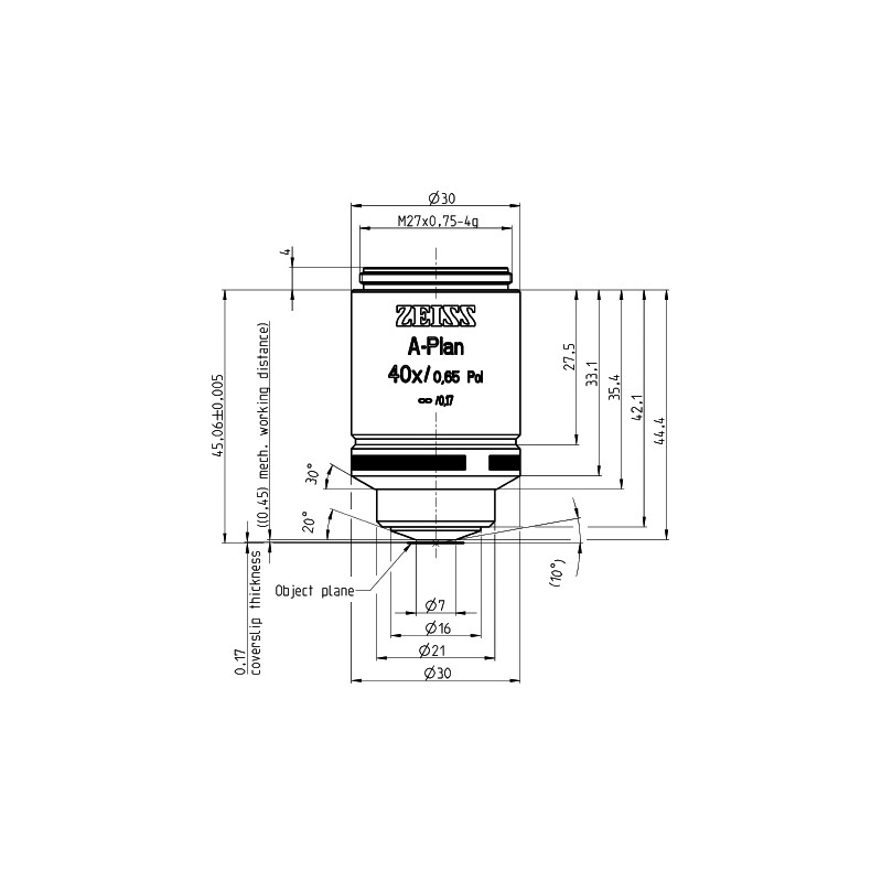 ZEISS Obiektyw Objektiv A-Plan 40x/0,65 Pol wd=0,45mm