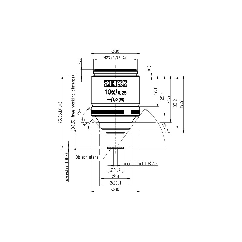 ZEISS Obiektyw Objektiv LD A-Plan 10x/0,25 wd=8,5mm