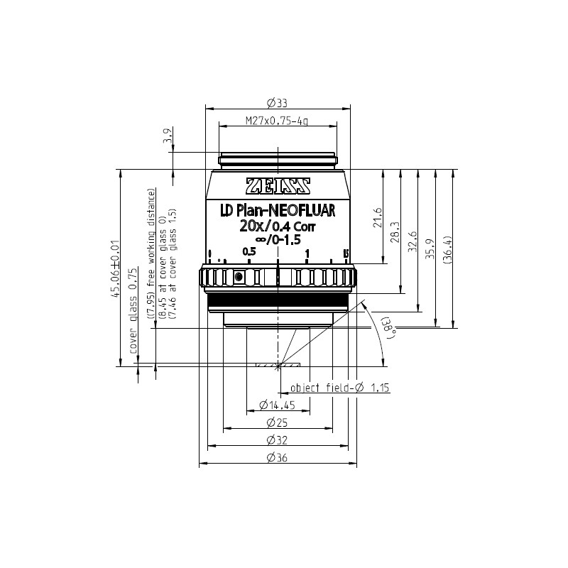 ZEISS Obiektyw Objektiv LD Plan-Neofluar 20x/0,4 Korr Ph1 Ph2- wd=8,4mm