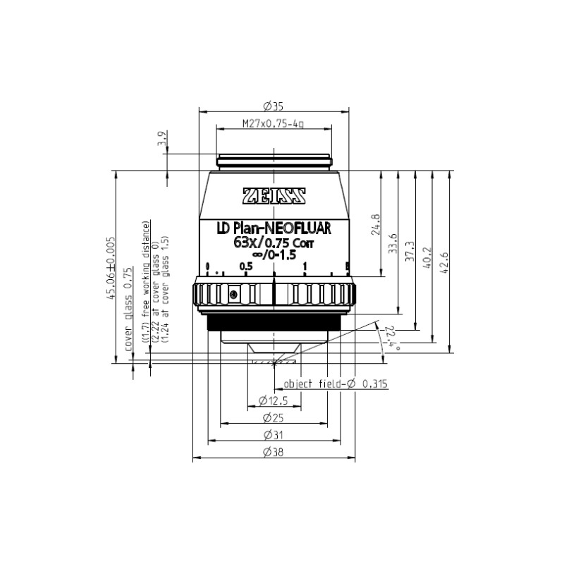 ZEISS Obiektyw Objektiv LD Plan-Neofluar 63x/0,75 Korr wd=2,2mm