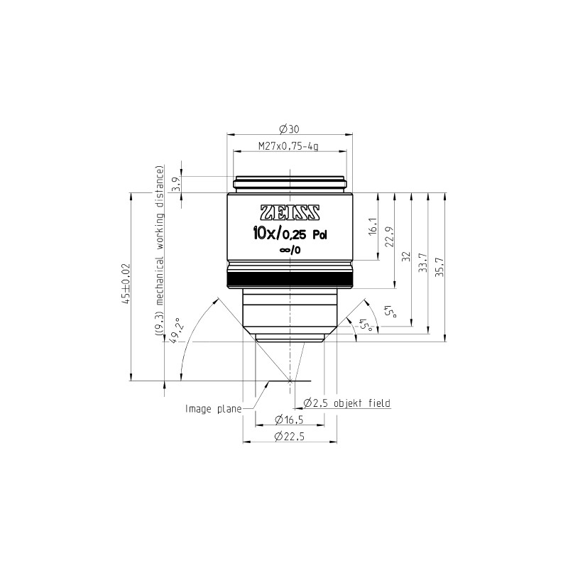 ZEISS Obiektyw Objektiv EC Epiplan-Neofluar 10x/0,25 Pol wd=9,3mm