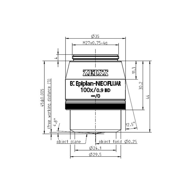 ZEISS Obiektyw Objektiv EC Epiplan-Neofluar 100x/0,9 HD wd=1,0mm