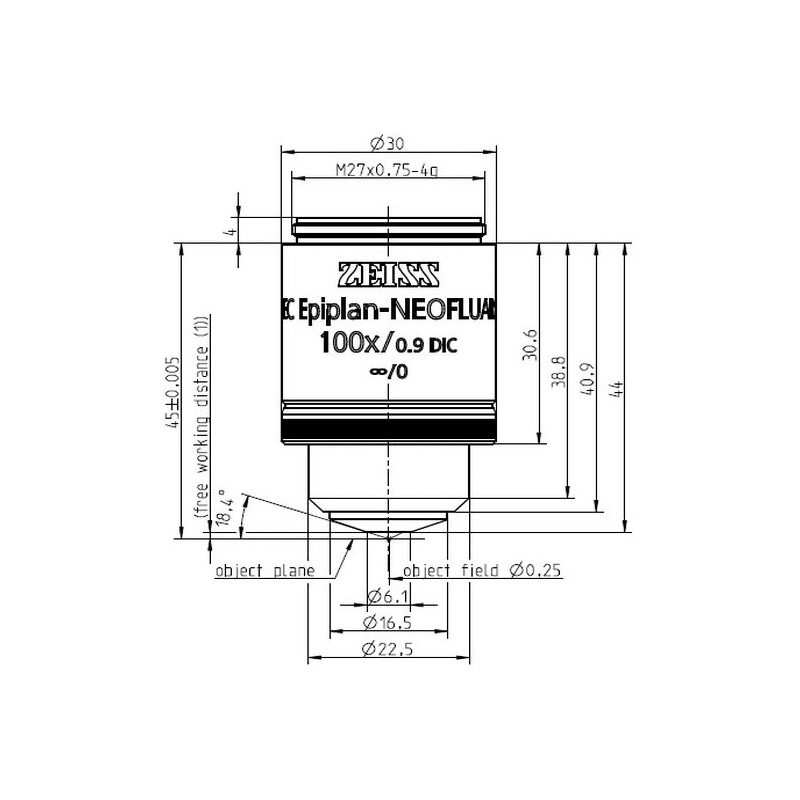 ZEISS Obiektyw Objektiv EC Epiplan-Neofluar 100x/0.9 DIC wd=1.0mm