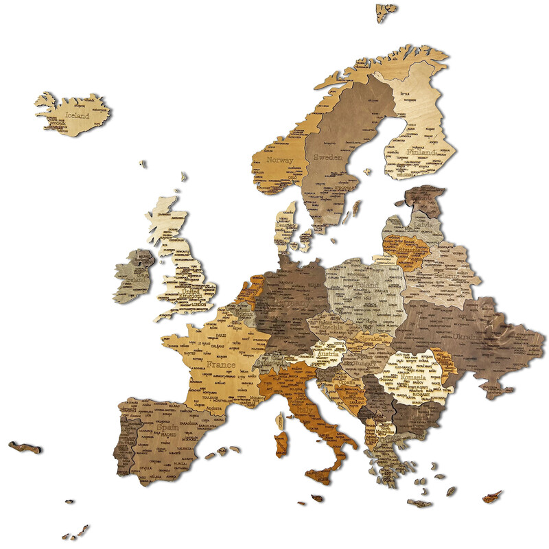 Abraham Wood Decor Mapa kontynentalna Europa Puzzle aus Holz (110x108cm)