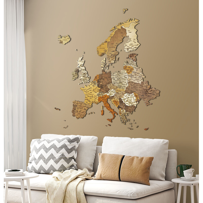 Abraham Wood Decor Mapa kontynentalna Europa Puzzle aus Holz (110x108cm)