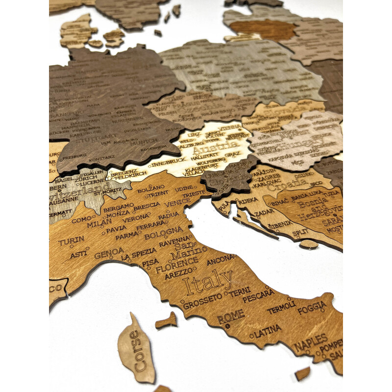 Abraham Wood Decor Mapa kontynentalna Europa Puzzle aus Holz (110x108cm)