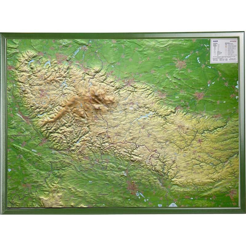 Georelief Mapa regionalna Harz 3D Reliefkarte (77 x 57 cm)